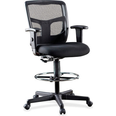 Lorell® Ratchet Back Mesh Mid-Back Stool - Black