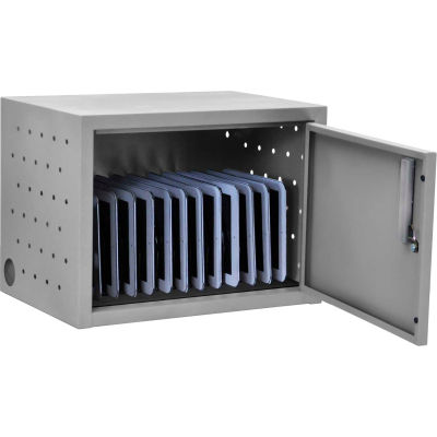 Luxor Wall/Desk Tablet Charging Cabinet For 12 Devices, 19"W x 13"D x 14"H, Gray