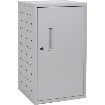 Luxor Vertical Wall/Desk Tablet Charging Cabinet For 12 Devices, 13"W x 15-3/4"D x 24-3/8"H, Gray