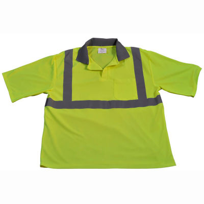 Petra Roc LPSS2 Class 2 Moisture Wicking Polo Shirt Short, Lime, 4XL
