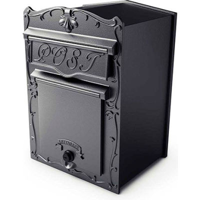 QualArc Kingsbury Mailbox LSF-LS03 - Front Access Wall/Column Mount 12"W x 13"D x 17"H Black