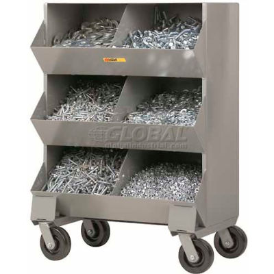 Little Giant® Heavy Duty Steel Mobile Storage Bins MS2-1532, 6 Openings ...