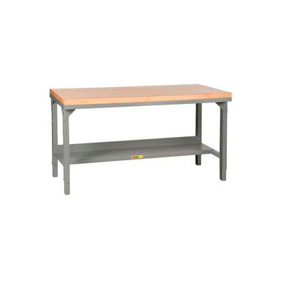 Little Giant WSJ2-3048-AH 48"W x 30"D Welded Maple Butcher Block Square Edge Workbench Adj. Height