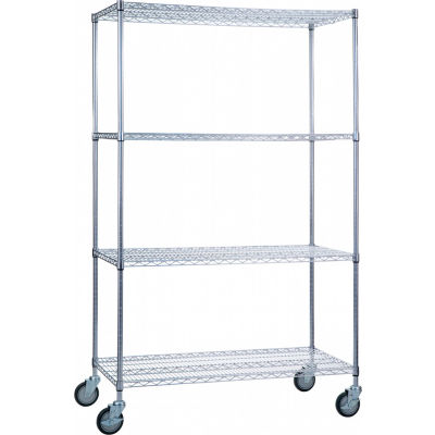 R&B Wire Products LC243672 Mobile Linen Cart with 4 Wire Shelves, 36"L x 24"W x 78"H
