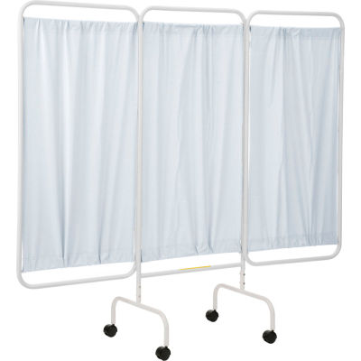 R&B Wire Products PSS-3C Mobile 3-Panel Privacy Screen, 81"L x 69"H, White Vinyl Panels