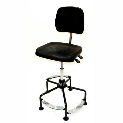 ShopSol Deluxe Industrial Chair with 3-level Steel Footrest and Extra Large Seat