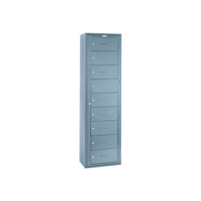 Lyon Cell Phone & Laptop Locker DD6409C - 9 Compart, Combo Lock w/Master Door, Gray