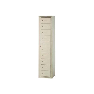 Lyon 10 Door Cell Phone/Laptop Locker With Key Lock, 18"Wx15"Dx78"H, Gray, Assembled