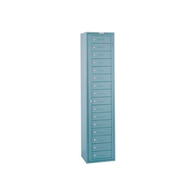 Lyon 16 Door Cell Phone/Laptop Locker With Combo Lock, 18"Wx15"Dx78"H, Gray, Assembled
