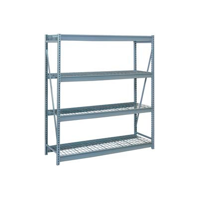 Bulk Storage Rack Starter, 4 Tier, Wire Decking, 96"W x 30"D x 96"H Gray