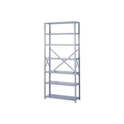 Lyon Steel Shelving 18 Gauge 48"W x 18"D x 84"H Open Style 7 Shelves Gy Add-On