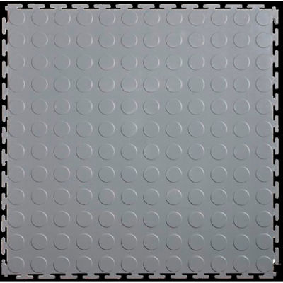 Lock-Tile® PVC Floor Tiles, LK002L, 19.5x19.5", Coin, Light Gray