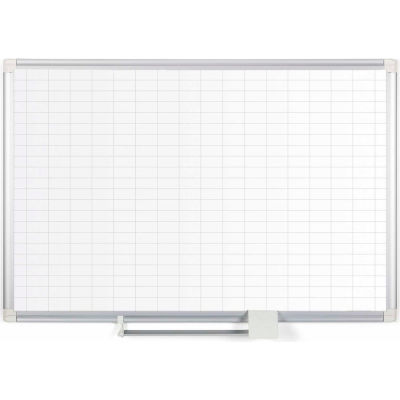 MasterVision Magnetic Steel Dry-Erase Planning Board, 1" X 2" Grid, Aluminum Frame, 24" X 36"