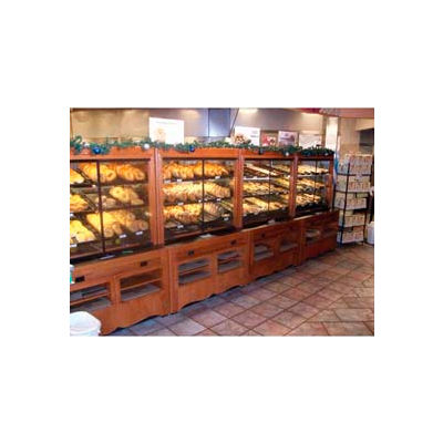 Enclosed Bakery Self-Serve Unit, 48"L x 37"W x 70-1/4"H, Hardwood, African Limba