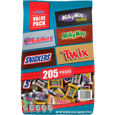 MARS Chocolate Favorites Minis Size Candy Bars Assorted Variety Mix Bag, 62.6 oz, 205 Pieces