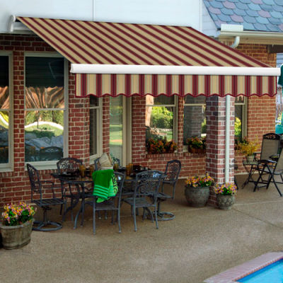 Awntech MTL12-398-BTM, Retractable Awning Left Motor 12'W x 10'D x 10"H Burgundy/Tan