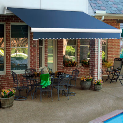 Awntech MTL14-154-DB, Retractable Awning Left Motor 14'W x 10'D x 10"H Dusty Blue