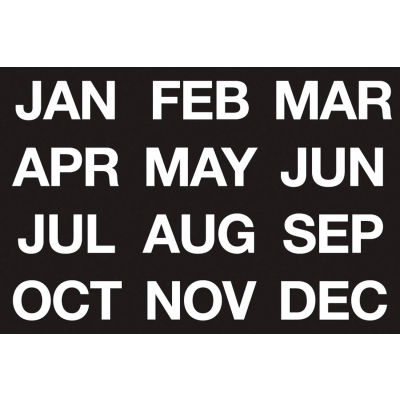 Magnetic Headings Months Of The Year, White on Black
