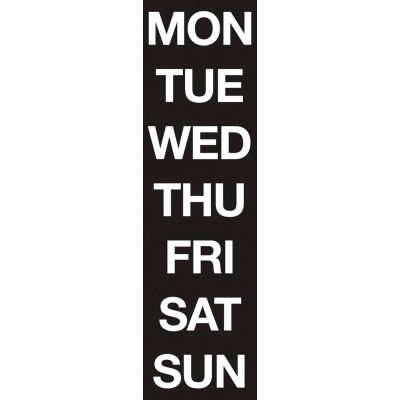 Magnetic Headings Days Of The Week, White on Black