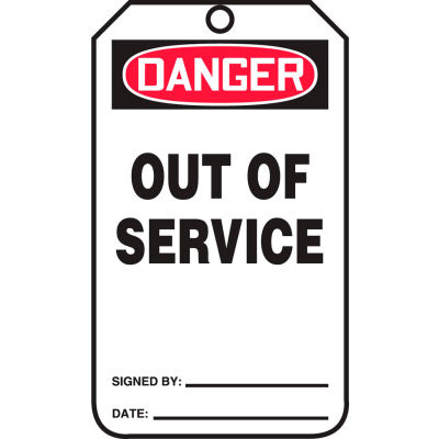 Accuform MDT246CTP Danger Out Of Service Tag, PF-Cardstock, 25/Pack