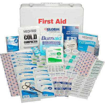 Global Industrial First Aid Kit - 50 Person, ANSI Compliant, Metal Gasketed Case