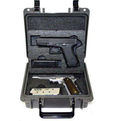 Quick Fire Multifit™ Dual Pistol Case QF340GR Watertight, 10-11/16"x9-3/4"x4-13/16" Gray