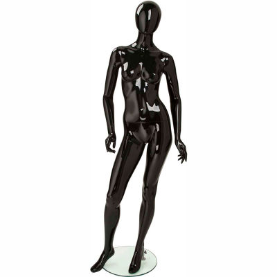 EVE3HOVH2139 Female Mannequin - Oval Head, Waist Turned, Arms & Right Leg Slightly Bent -Black