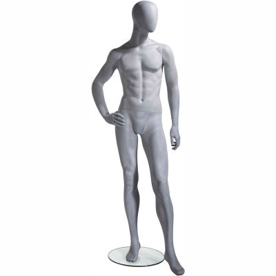 UBM-3 Male Mannequin - Oval Head, Right Hand on Hip, Left Leg Slightly Bent -Natural