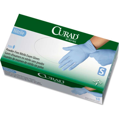 Curad® Medical/Exam Nitrile Gloves, Powder-Free, Small, 150/Box, CUR9314