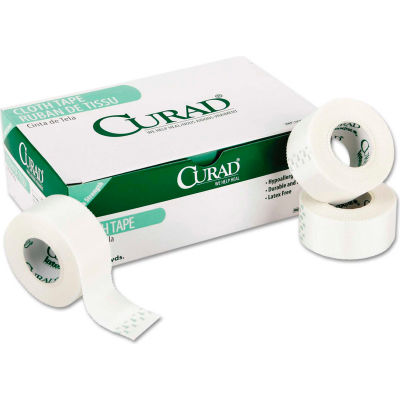 Curad® First Aid Cloth Silk Tape, 1" x 10 yds, White, 12/Pack