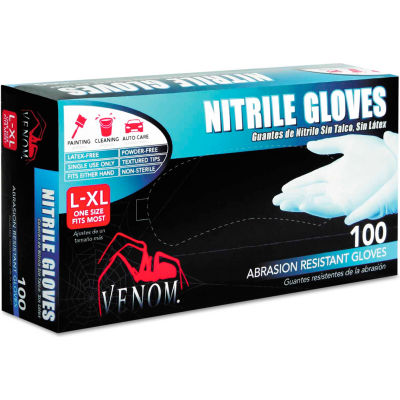 Medline Venom® Medical/Exam Nitrile Gloves, Powder-Free, Blue, L/XL, 100/Box, VEN4145