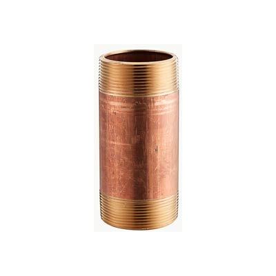 1/2 In. X 6-1/2 In. Lead Free Red Brass Pipe Nipple - 140 PSI - Import - Pkg Qty 25