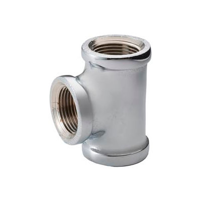 Chrome Plated Brass Pipe Fitting 1 2 X 3 8 X 3 8 Reducing Tee Npt Female Pkg Qty 25 Globalindustrial Com