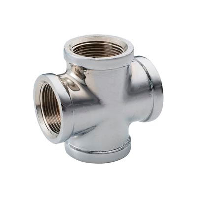 Chrome Plated Brass Pipe Fitting 1/8 Cross Npt Female - Pkg Qty 25