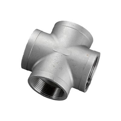 ISO SS 316 Cast Pipe Fitting Cross 4" NPT Female