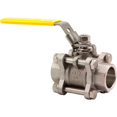 3/4 In. T316 Stainless Steel Full Port Ball Valve - 3 Piece - Sold Weld - 1000 PSI - Pkg Qty 10