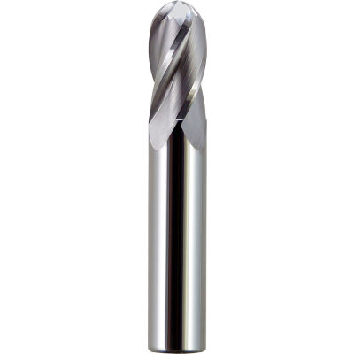 3mm Dia., 3mm Shank, 12mm LOC, 38mm OAL, 4 Flute Solid Carbide Ball Single End Mill, Uncoated