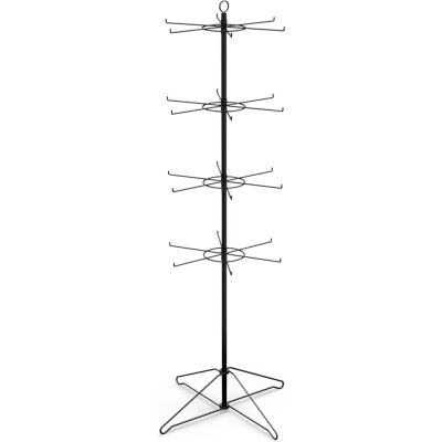 Marv-O-Lus Economy Spinner Rack W/ 24 Hooks, 4 Step Design, Black, 145-4EE2