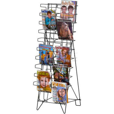 Marv-O-Lus Magazine/Literature Floor Rack, 20 Pockets, Black, 65