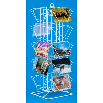 Marv-O-Lus Countertop Postcard Rack, 20 Pockets, White, PC-20