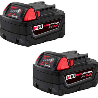 Milwaukee® 48-11-1852 18V Li-Ion M18 Battery 5Ah Extended Capacity 2Pk