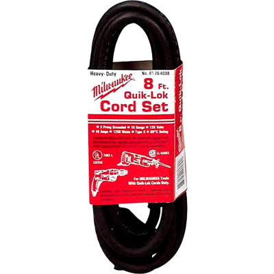 Milwaukee 48-76-4008 Quik-Lok 8-Foot 3 Wire Grounded Cord 