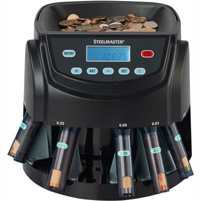 MMF STEELMASTER Coin Counter-Sorter-Wrapper 200200C - LCD Display, 2,000 Coin Capacity, Black