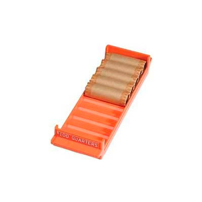 MMF 212082516 Porta-Count Coin Tray, For $100 Quarters, 3-3/8" x 11-1/2" x 1-5/8, Orange