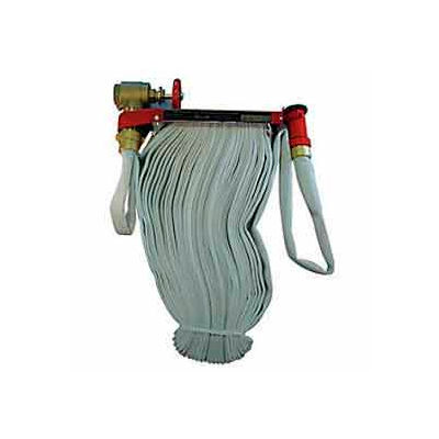 Fire Hose Pin Rack Unit - 1-1/2 In. X 50 Ft Hose - Brass Nozzle - Steel - Red