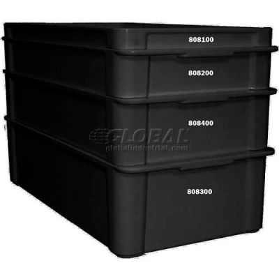 Molded Fiberglass Fibrestat ESD Stacking Tote 808400, Top Overall -23-3/8"L x 12"W x 4-3/8"H