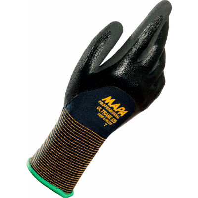 MAPA® Ultrane 525 Grip & Proof Nitrile 3/4 Coated Gloves, Lt Weight, 1 Pair, Size 10, 525410