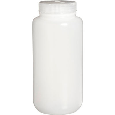 Thermo Scientific Nalgene Wide-Mouth HDPE Economy Bottles with Closure, 1L, Case of 24