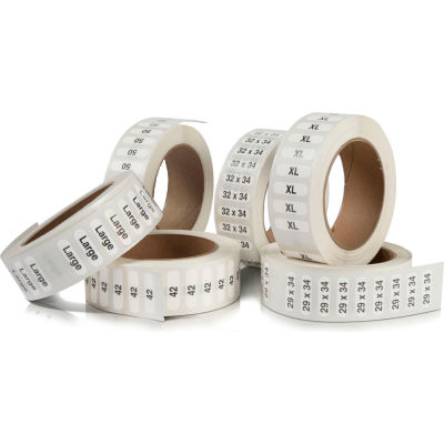 38 Garment Label Clear w/Black print 1 1/4" x 5" Rolls 250/Roll
