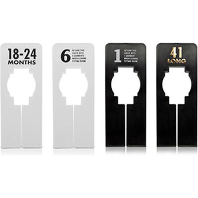 M Rectangular Garment Rack Divider, 5" x 2", White W/Black Print, 10/Pack
